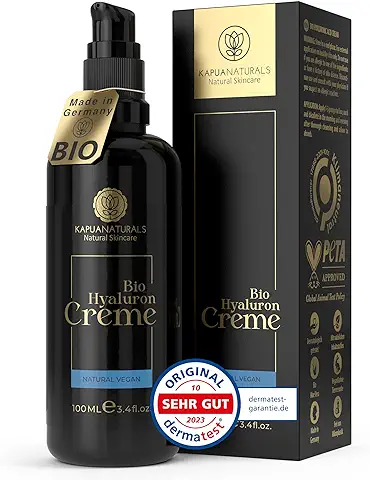 Crema Facial de Acido Hialuronico • 100ml • Crema Hidratante Facial • ORGÁNICA & VEGANO • Cosmética natural y sostenible • con Aloe Vera •Crema hidratante antiedad para hombres y mujeres