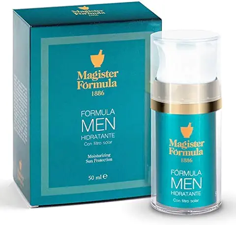 Crema Hidratante Facial Hombre 50 ml | Antiarrugas, Antiedad y Antimanchas | Con Protección Solar SPF | Aftershave | Aporta un tono mate | Nutre y Repara | Piel Grasa, Mixta y Seca | Magister Formula  