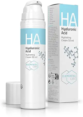 Crema Hidratante Facial Mujer - Acido Hialuronico Puro 50ml - Crema Reafirmante Antiarrugas para Mujer - Contorno de Ojos - Crema Facial Mujer - Crema Hidratante Facial - Elemental Care  