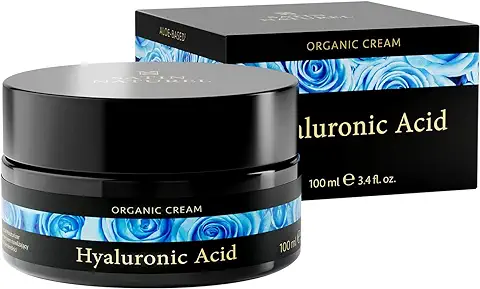 Crema Hidratante Facial Mujer - Acido Hialuronico Puro Orgánica 100 ml - Vegana - Crema Reafirmante Antiarrugas con Vitamina E - Satin Naturel  