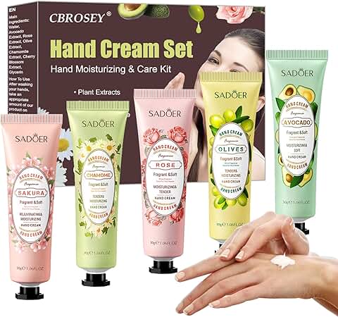 Crema Manos,Crema Hidratante Manos,Crema Manos Reparadora,Crema Manos Natural,Crema Manos Mini,Crema Manos Viaje,Set de Regalo de Crema de Manos para Navidad Cumpleaños,5PCS  