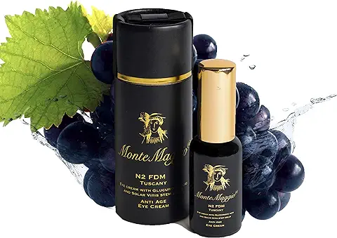 Crema Para el Contorno de Los Ojos con Ácido Glucurónico, Albizia, Células Madres de Uvas Rojas (Solar Vitis) y Aloe Vera - Hidratante e Iluminadora - Antiarrugas - 100% Natural -Made in Italy -N2  