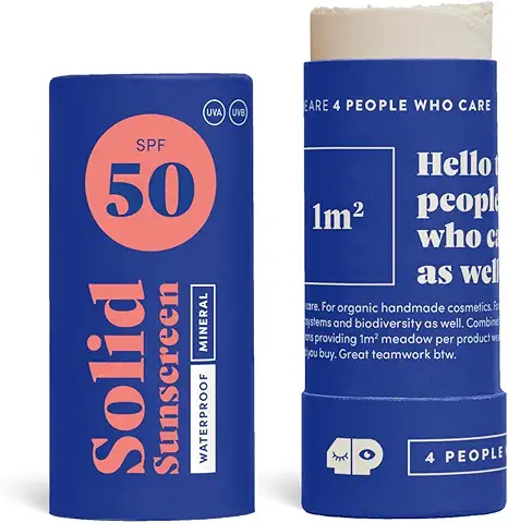 Crema Solar 50 Facial Stick - Orgánica, Firme, Resistente al Agua, Mineral, sin Productos Químicos - Surf sun Stick con zinc para Niños y Adultos – Cosmética Natural Certificada (SPF 50)  