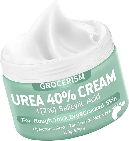 Crema Urea 40% más un 2% de ácido Salicílico 150g || Crema Para Pies y Crema de Manos con ácido Hialurónico, árbol de té y Aloe Vera para Humectar, Eliminar Callos y Suavi  