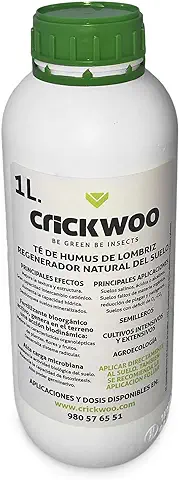 Crickwoo - Humus de Lombriz Líquido - 1L, Fertilizante Foliar, Abono Orgánico, Acelerador de Crecimiento y Floración para Plantas, Césped y Todo Tipo de Cultivos  