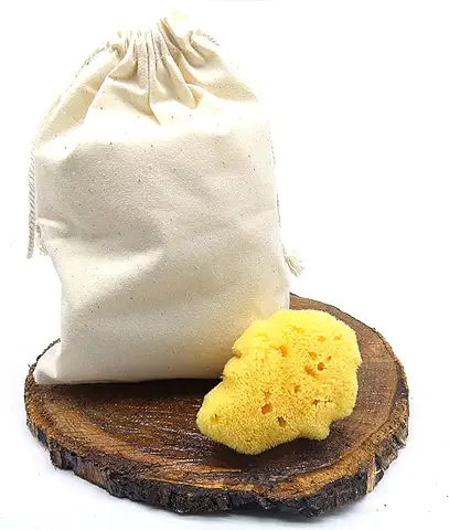 CRIGEMA - 1 Unidad / 3-5 cm Esponja Menstrual, Ciclo Incluido Bolsa Higiénica de Yute, Esponja Natural sin Blanquear Alternativa a Almohadillas Internas o copa Menstrual, Reutilizable  
