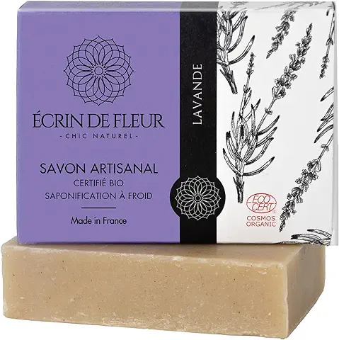Écrin De Fleur - Jabón de Lavanda para Todo Tipo de Pieles, Artesanal y Orgánico, 1x90g  