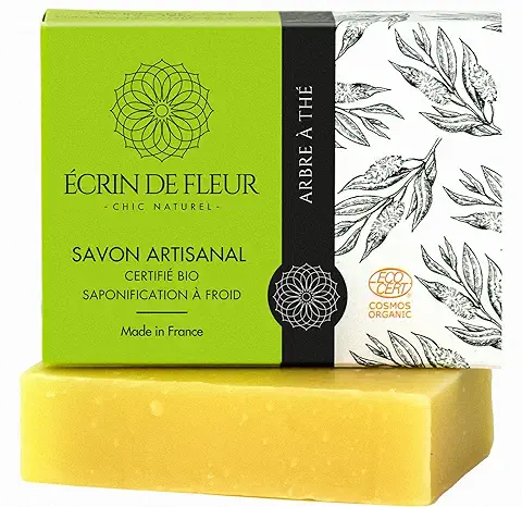 Écrin de Fleur - Jabón de Árbol de Té, para Piel Mixta a Grasa, sin Productos Químicos, sin Aceite de Palma, 1x90g  