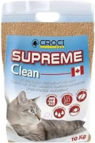 Croci Suprime Clean Litter Arena para Gatos Aglomerante, Absorbente, 100% Vegetal, Arena Antiolor de Larga Duración, 10 kg  