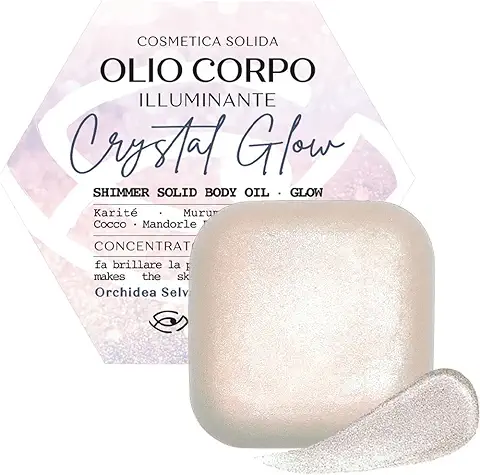 CRYSTAL GLOW - Aceite Hidratante con Brillo - Crema Hidratante Nutritiva - Loción Corporal para Mujeres - Ingredientes Naturales Orgánicos, Vitamina E - Aceite Corporal Brillante, Loción Bronceadora  