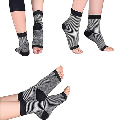 Cudon Medias de Compresión para la Fascitis Plantar (2 Pares por Lote). Tobillera, Compresión de Tobillo, Soporte de Tobillo Alivio del Dolor y Circulación Sanguínea  
