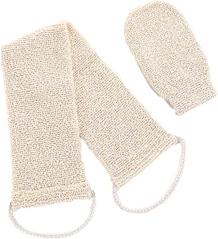 CUHZA Guante Exfoliante, Cepillo de Cáñamo para el Cuerpo, Exfoliante Natural con Guante, Guante Exfoliante, Exfoliante de Limpieza de Espalda para Mujeres y Hombres  