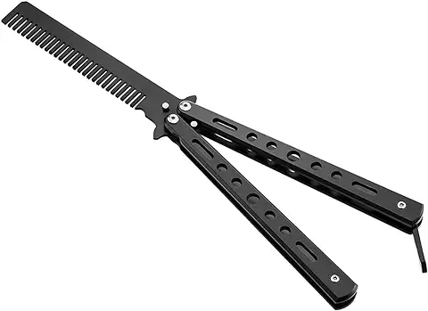 CUHZA Peine de Barba Plegable Peine de pelo de Acero Inoxidable Peine de pelo Peine de Bolsillo Peine de Entrenamiento Práctico  