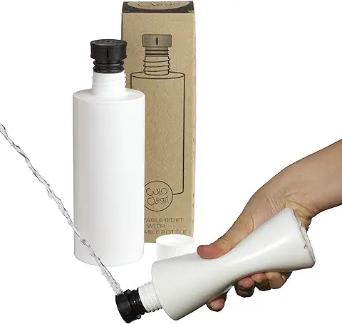 CuloClean Bidé De Mano con Botella (330ml) para WC. Hecho en España. El Bidet Portátil más Discreto. Ducha Sanitaria, de Viaje, Tapón Acoplable a Cualquier Botella de Plástico (Negro)  