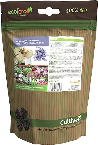 CULTIVERS Abono Cactus Plantas Crasas y Suculentas Ecológico de 250 g. Fertilizante de Liberación Lenta. Origen 100% Orgánico y Vegano CULTIVERS Abono Cactus Plantas Crasas y Suculentas Ecológico de 250 g. Fertilizante de Liberación Lenta. Origen 100% Orgánico y Vegano