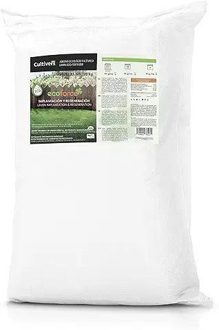 CULTIVERS Abono Césped Ecológico de 20 Kg. Fertilizante de Origen Vegetal 100% Orgánico y Vegano Granulado de Liberación Lenta y Controlada con NPK 8-1-5+74% M.O. y Ác. Húmicos  