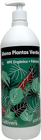 CULTIVERS Abono de Plantas Verdes de 1 L. Fertilizante BIO para Plantas de Interior. Intensifica el Verde de las Hojas y Estimula del Crecimiento  