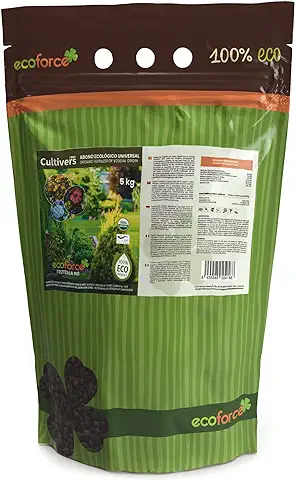 CULTIVERS Abono Ecológico Universal de 5 kg. Fertilizante Granulado con NPK 8-1-5+74% M.O. y Ác. Húmicos. Liberación Lenta. Potencia el Crecimiento y Estimula el Cultivo. FRUTELLA  