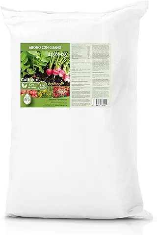 CULTIVERS Abono Guano Ecológico 25 kg. Fertilizante Universal de Origen 100% Orgánico y Natural para Huerto y Jardín. Alta Concentración de NPK.  