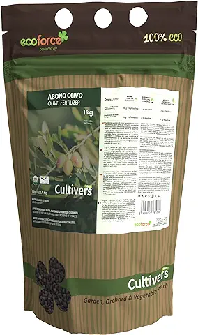 CULTIVERS Abono Olivo y Plantas Mediterráneas Ecológico 1 kg. 100% Orgánico y Vegano. Mejora la Productividad de los Cultivos  