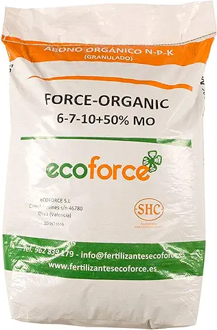 CULTIVERS Abono Plantas Pellets Universal Ecológico Exterior 25 kg. Fertilizante Orgánico Microgranulado NPK (6-7-10) + 50% Materia Orgánica y Microelementos. 100% Orgánico y Natural. Force Organic  