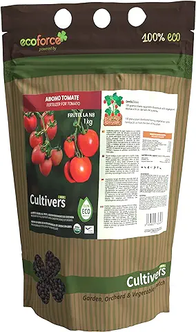 CULTIVERS Abono Tomates Ecológico de 1 Kg. Fertilizante de Origen 100% Orgánico y Natural Microgranulado. Mejora la Productividad tus Tomateras  