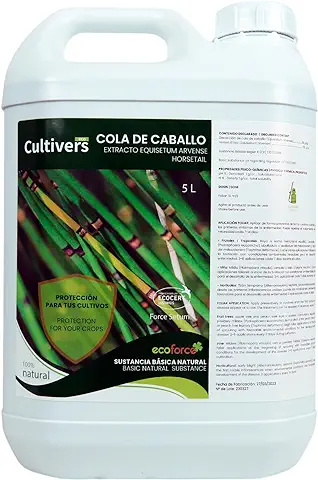 CULTIVERS Cola de Caballo 5 L. Fungicida Bioestimulante Natural Preventivo y Curativo. Acción Fungicida. Sustancia Básica Refuerza el Mecanismo Defensa de las Plantas Contra los Insectos.  