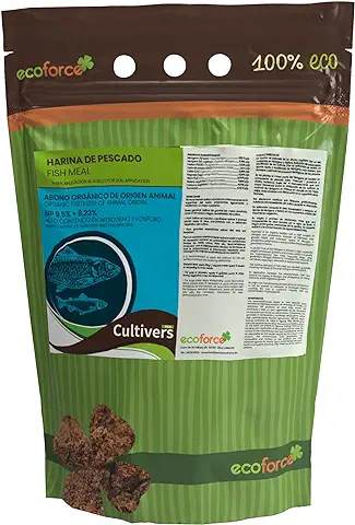 CULTIVERS Harina de Pescado 5 kg. Abono Ecológico para Plantas Universal. Aporte de Nitrógeno y Fósforo. Fertilizante Activador del Crecimiento. Aumenta la Fructificación y Maduración  