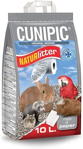 CUNIPIC Naturlitter - Lecho Ecológico de Papel, 10 Litros - Lecho para Conejos Cobayas Chinchillas Roedores- Papel Absorbente  