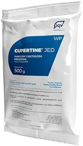 Cupertine JED 500grs. Oxicloruro de Cobre. Fungicida y Bactericida Cúprico Preventivo Ecológico de Amplio Espectro de para Plantas y árboles. Pulverizar con Pistola o Mochila.  