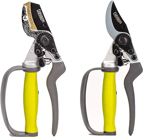 Davaon Pro Set 2 Tijeras Podar - Bypass y Yunque - Mangos Suaves, Ergonómicos y con Auto-rotación para Mayor Comodidad - Protección para Dedos - Kit Herramientas Jardinería Resistente  