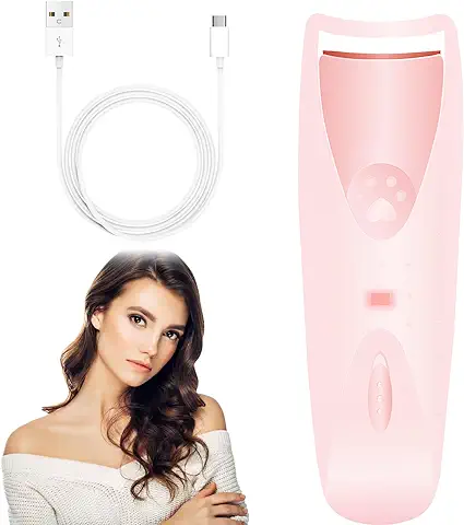 DAWRIS Rizador de Pestañas con Calefacción Profesional Carga Tipo-C con Almohadilla de Repuesto de Silicona Herramienta de Rizado para Mujeres de Larga Duración Natural (Rosa)  