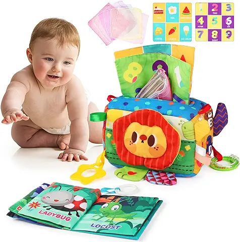 DeAO Juguete De Bebe Caja De Pañuelos,con Papel Arrugado Y Toalla De Color,Suave Y Reutilizable,Juguetes Sensoriales para Bebés De Tejidos Son Adecuados para Bebés,Caja De Pañuelos Mágicos  