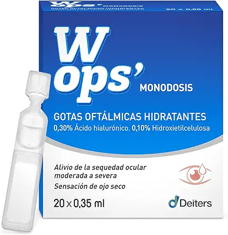 DEITERS - WOPS' Gotas Humectantes, Lágrimas Artificiales en gel para ojo con Sequedad de Moderada a Severa, Ácido Hialurónico 0,3%, Colirio, Gotas Lubricantes en gel, 20 Monodosis  