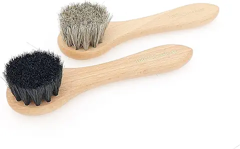 DELARA Dos Cepillos de Crema Hechos de Cerdas Naturales - Colores: Negro y Natural  