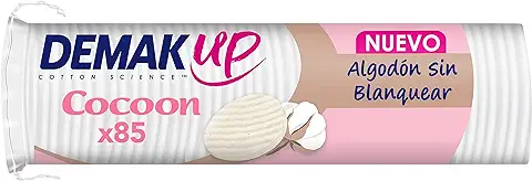 Demak'Up Cocoon x85 - Discos Desmaquillantes Suaves para Cara y Ojos con Textura Acolchada en 3D - Fibra de Algodón 100% Natural - Paquete con 85 Discos  