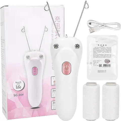 Depiladora Eléctrica de Hilo de Algodón, Máquina de Depilación Corporal Facial, Dispositivo de Depilación Física para Cara, Piernas Y Brazos(rosado)  