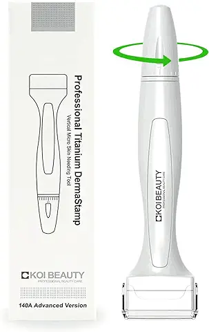 Derma Stamp Ajustable, Koi Beauty Profesional Dermapen 0-3,0 mm 140 Agujas de Titanio Microneedling Pen Antienvejecimiento Dermastamp para Cabello, Barba y Cuidado Facial  
