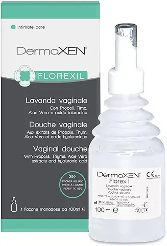 DERMOXEN FLOREXIL Lavado Vaginal Interno. Ayuda a Combatir la Vaginitis y la Vaginosis. Con Ácido Hialurónico, Tomillo, Aloe Vera, Prebióticos. 1 x 100ml  