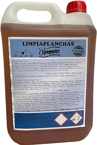 Desengrasante Limpia Planchas Industrial Extra para Cocinas • Formato Garrafa 5 Litros • Ideal Quitar y Eliminar la Grasa sin Esfuerzo •Limpiaplanchas Especial para Hostelería y Restauración  