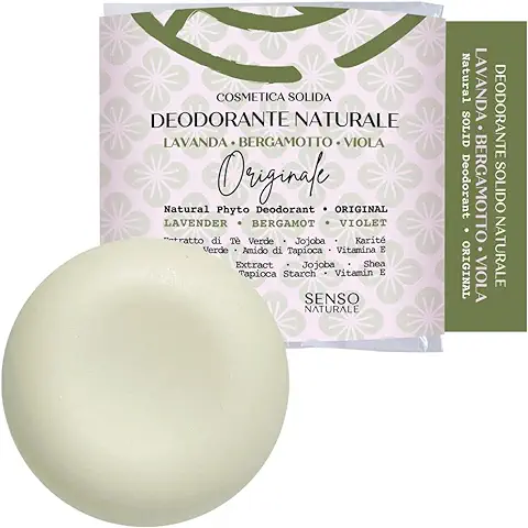 Desodorante Sólido Natural ORIGINAL con Almidón de Tapioca Orgánico Extracto de té Verde Lavanda Bergamota sin Sales de Aluminio sin Bicarbonato Vegano  