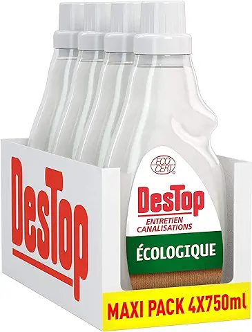 Destop Mantenimiento Canalización Ecológica, Previene Tapones/Neutraliza Malos Olores, Blanco, 4 x 750 ml  