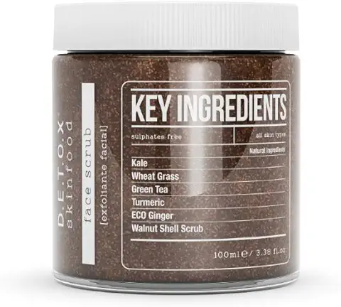 DETOX SKINFOOD - Exfoliante Facial - El Lavado Facial Exfoliante Mejora la Textura de la Piel, Desatasca los Poros, Previene las Espinillas y los Pelos Encarnados - Exfoliante Facial Vegano 100ml  