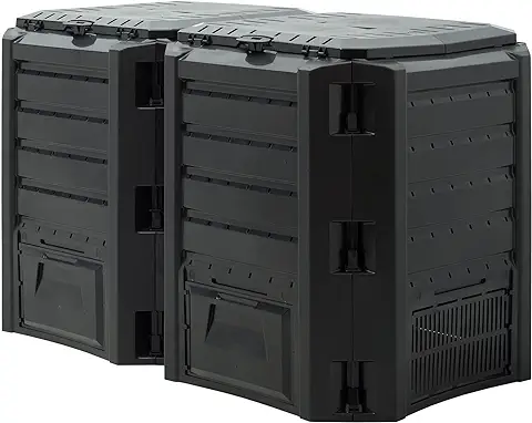 Deuba Compostador 800L Negro Plástico L 135x72x83cm Humus Abono Compost Compostaje Orgánico  