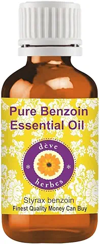 Deve Herbes Aceite Esencial puro de Benjuí (Styrax Benjuí) con Gotero Europeo de Plástico Interno 100% Grado Terapéutico Destilado al Vapor para el Cuidado Personal 15 ml (0.50 oz)  