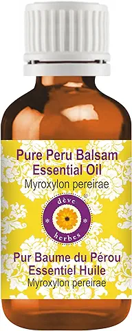 Deve Herbes Pure Peru Balsam Essential Oil (Myroxylon Pereirae) con Gotero Europeo de Plástico Interno 100% Grado Terapéutico Destilado al Vapor para Cuidado Personal 30ml (1.01 oz)  