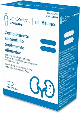 Devicare Lit-Control pH Balance - Complemento Alimenticio – Evita la Cristalización de Sales Urinarias – Piedras en los Riñones o Cálculos Renales - Patentado - 60 Cápsulas  