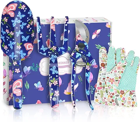 DEWINNER Herramientas de Jardín, Juego de 3 Piezas, Kit de Jardinería para Plantas, Herramientas de Bonsái para Jardinería Mano, Trasplante, Regalo para Mujer  