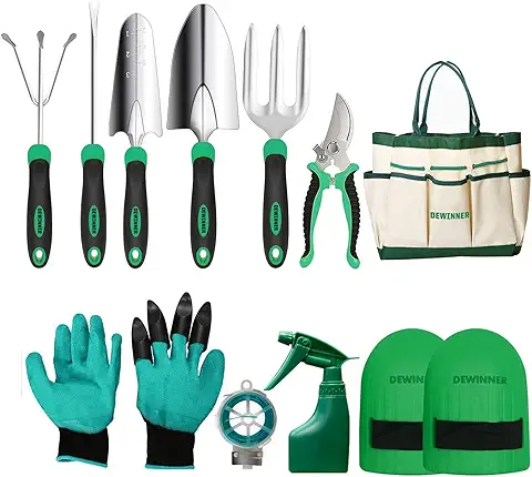 DEWINNER Juego de Herramientas de Jardín, kit de Regalo de Herramientas de Mano, Trasplante de Jardinería al aire Libre para Jardinero, con Bolsa de Sujeción Resistente para Almacenamiento  