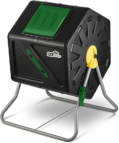 DF OMER Contenedor De Compostaje De Una Cámara para Jardín Al Aire Libre - Diseño Compacto Capacidad De 105L - Compostador De Barril con Tambor Rodante Resistente  